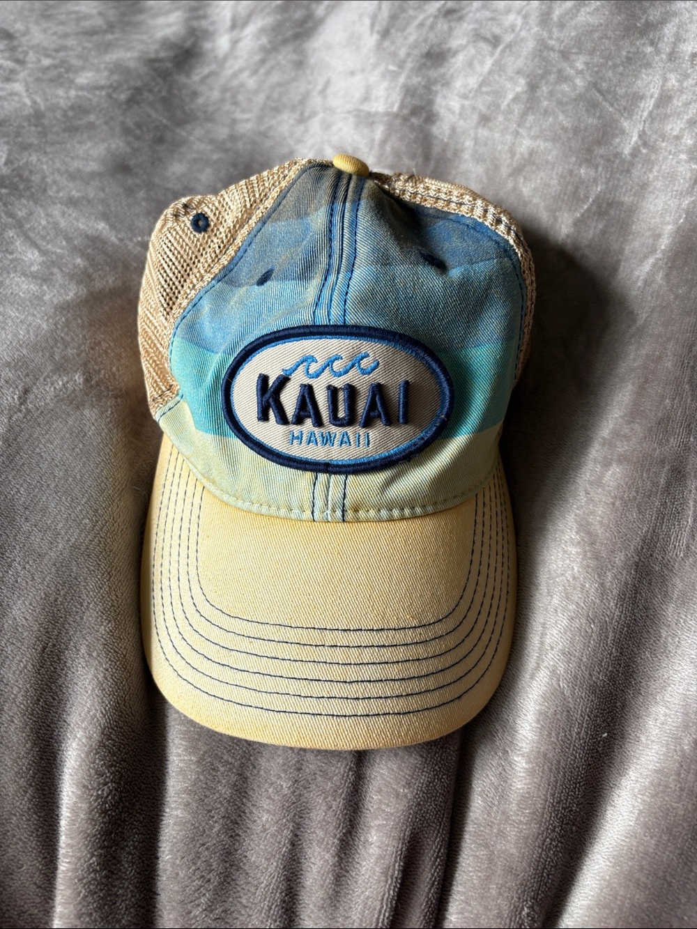 Legacy Kauai Hawaii Ombre Blue to Yellow Mesh Trucker Hat